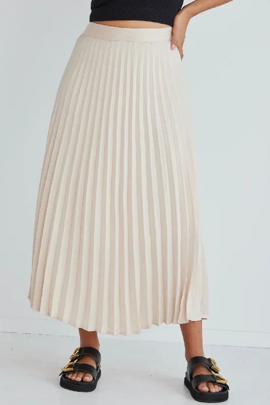 luminescentchampagnesatinpleatedmidiskirt