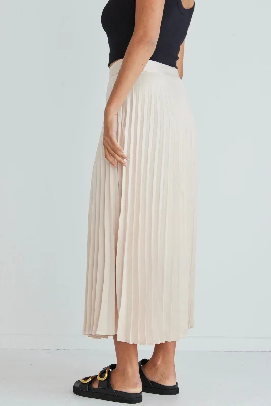 luminescentchampagnesatinpleatedmidiskirt