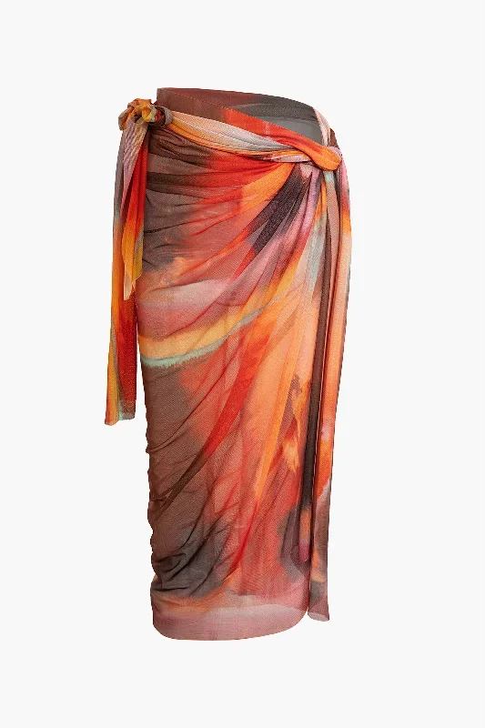 Tie Dye Mesh Twist Knot Skirt