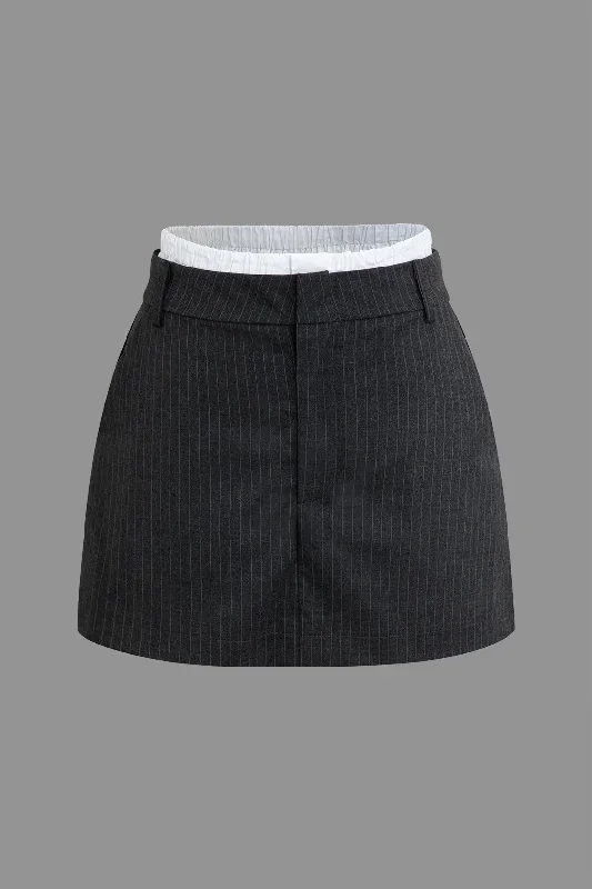 Pinstripe Patchwork Skort