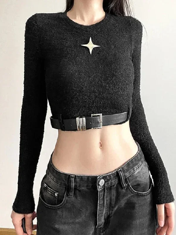 metal-star-decor-belted-hem-cropped-long-sleeve-knit