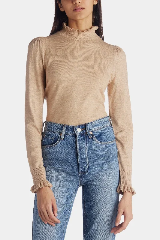 Mock Neck Ruffle Cuff Sweater