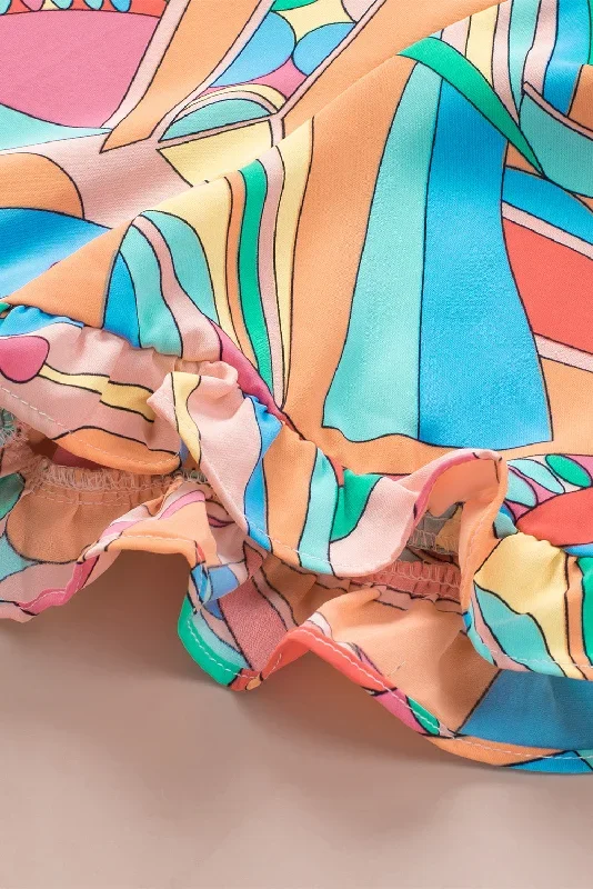 multicolor-abstract-geometry-print-frilled-v-neck-blouse