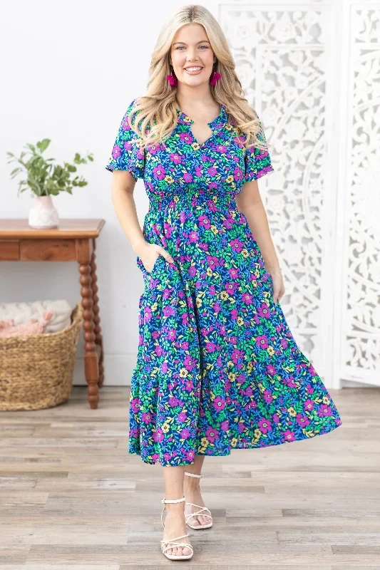 navy-floral-notch-neck-short-sleeve-dress