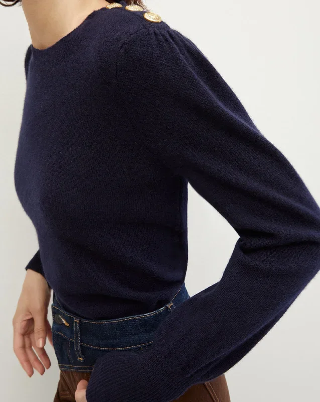 Nelia Cashmere Pullover | Button Accent