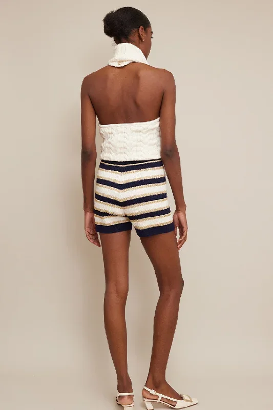 Navy White Lurex Stripe