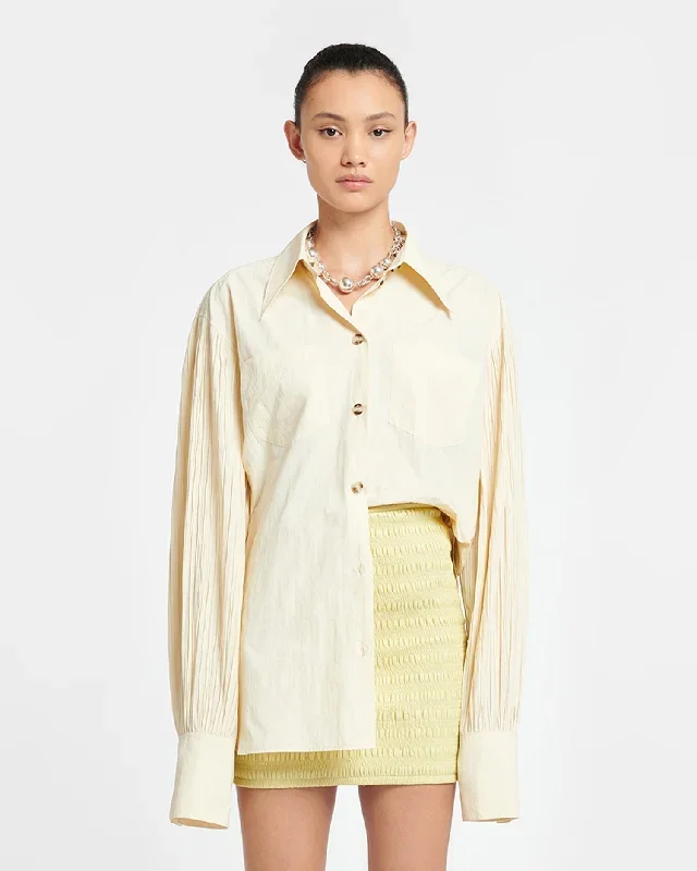 Nele - Pleated Poplin Shirt - Creme