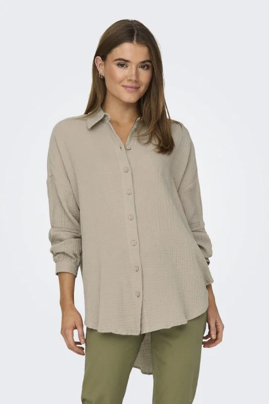 Only - Onlthyra Oversized Shirt - 4286613 Oxford Tan