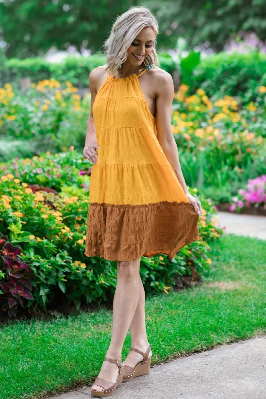 orange-and-cinnamon-colorblock-dress