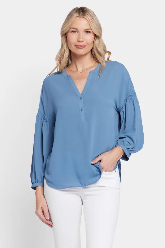 Paulina Peasant Blouse - Blue Stone