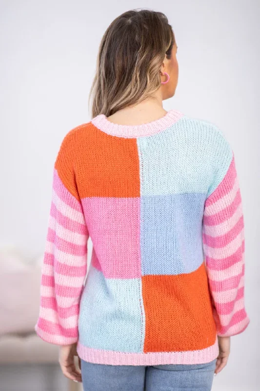 pink-and-blue-colorblock-stripe-sleeve-sweater