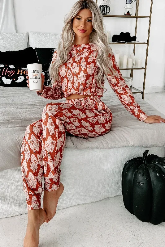 Sleep Tight Two-Piece Printed Pajama Set (Plaid Ghost)