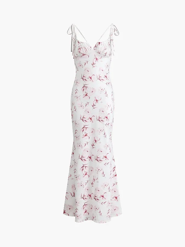 Romantic Floral Print Cami Long Dress