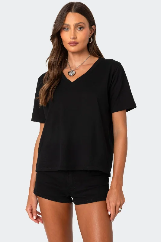 Loose Fit V Neck T Shirt