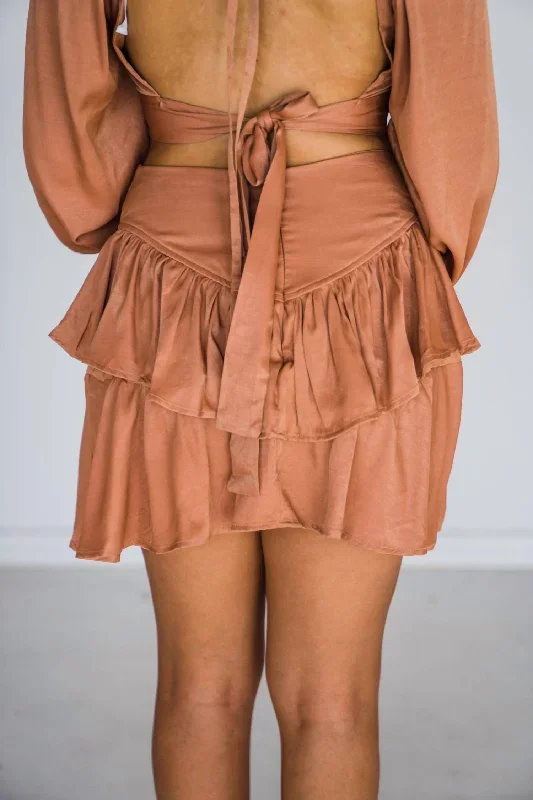 Set The Tone Skirt In Terracotta