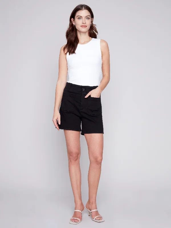 Shorts with Patch Pockets - Black