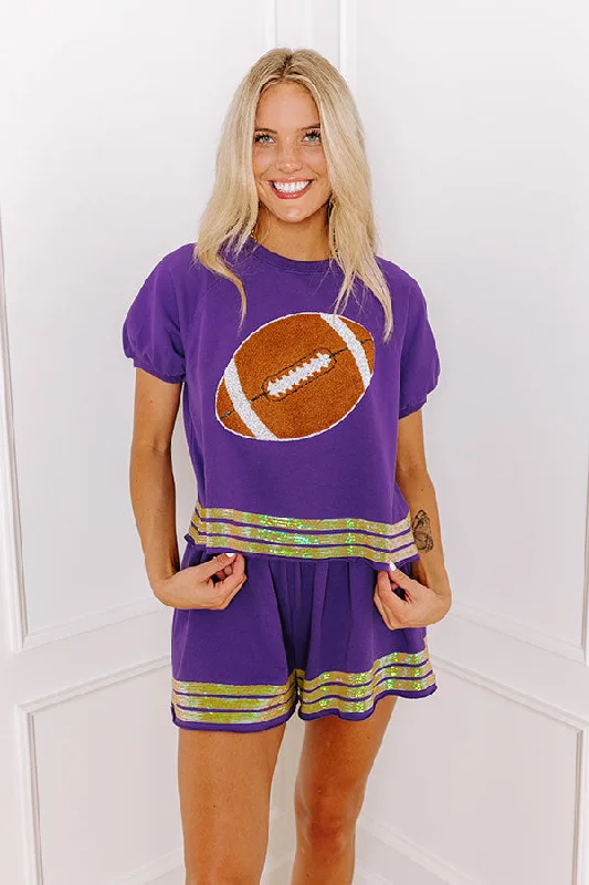 Sideline Social Embroidered Top in Purple