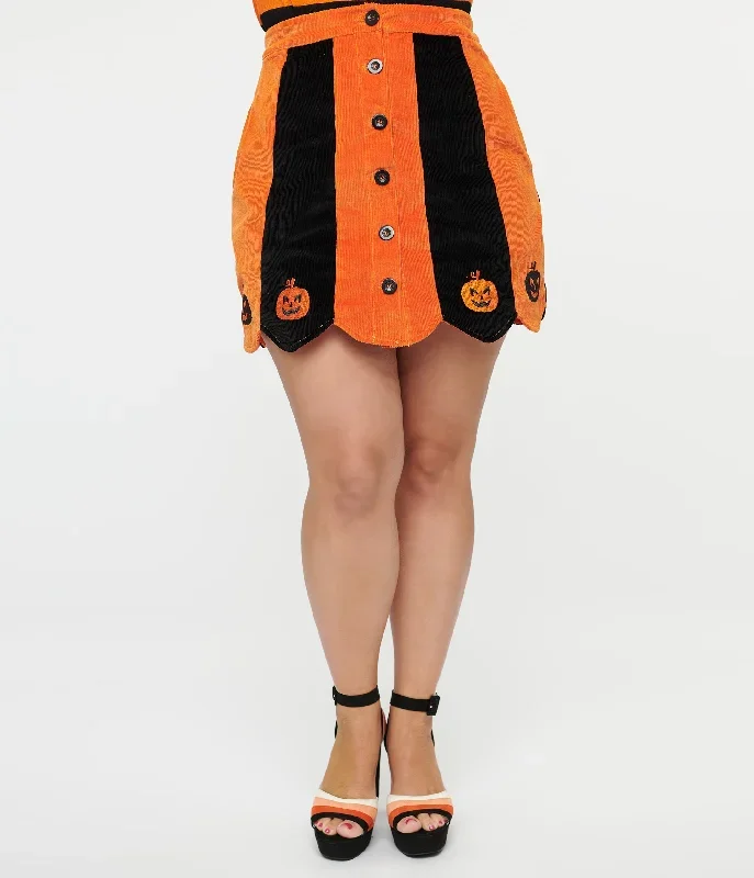 smak-parlour-1960s-orange-black-pumpkin-corduroy-mini-skirt