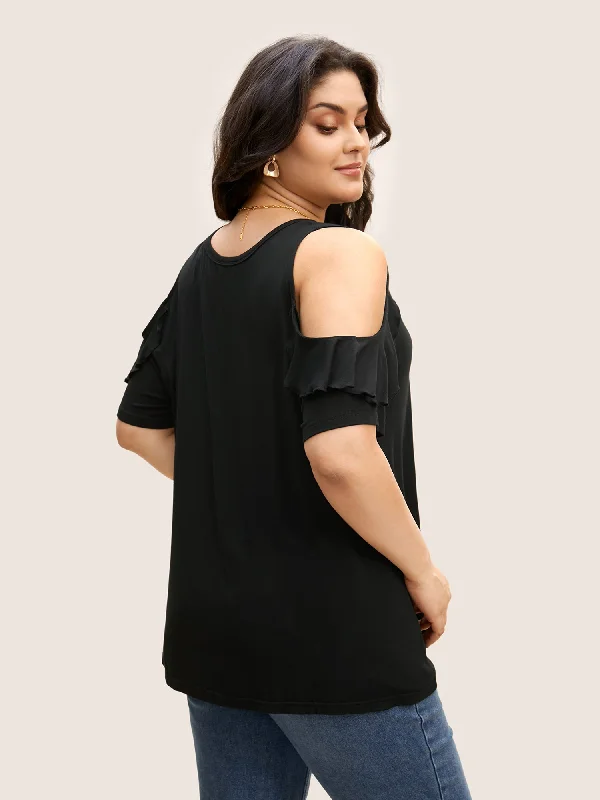 solid-cold-shoulder-ruffle-trim-t-shirt