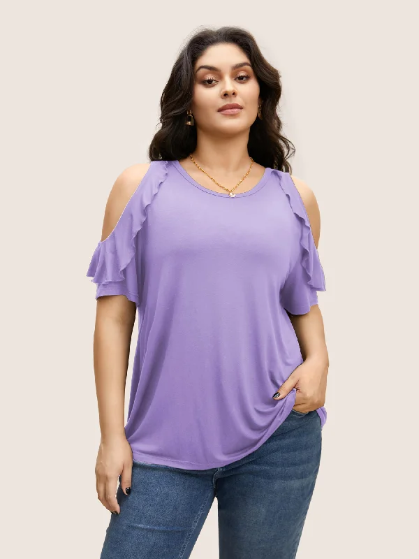 solid-cold-shoulder-ruffle-trim-t-shirt