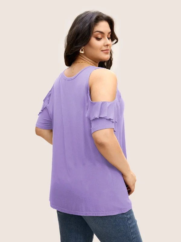 solid-cold-shoulder-ruffle-trim-t-shirt