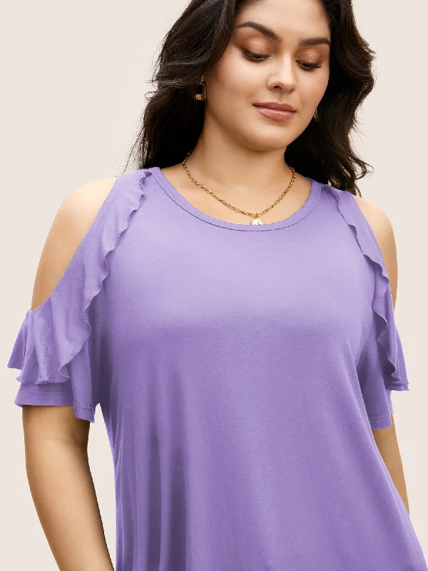 solid-cold-shoulder-ruffle-trim-t-shirt