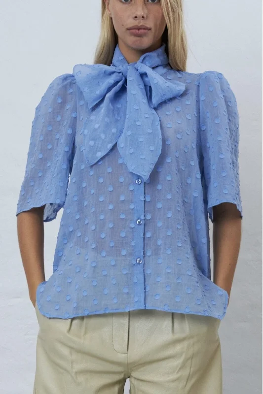 Stella Nova - Shortsleeved Bow Shirt - 316 Summer Blue