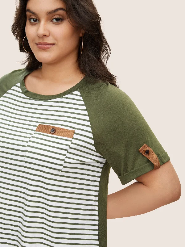 striped-contrast-patched-pocket-roll-raglan-sleeve-t-shirt