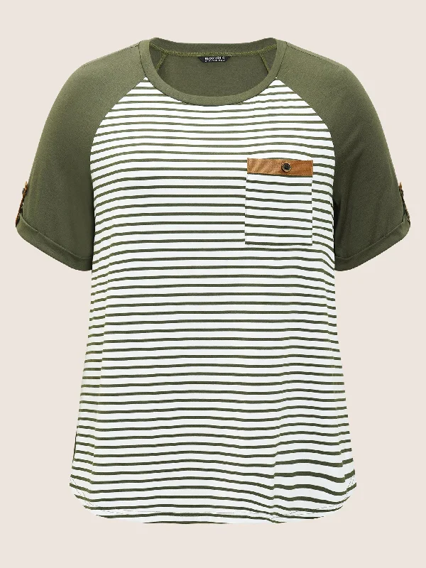 striped-contrast-patched-pocket-roll-raglan-sleeve-t-shirt