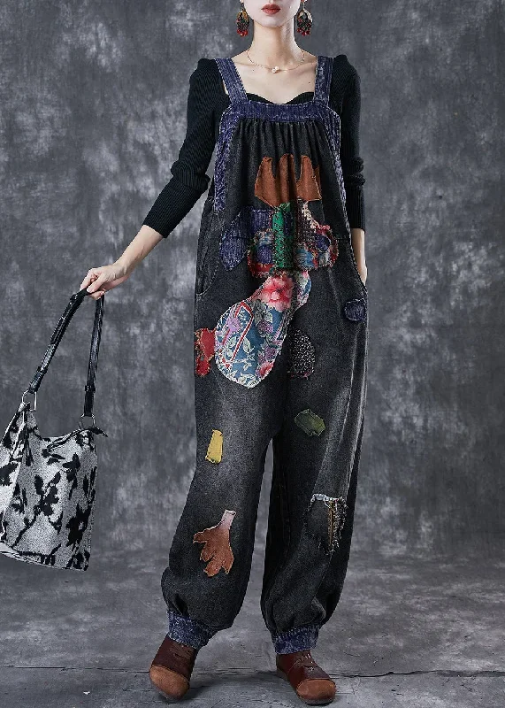 stylish-black-oversized-patchwork-applique-denim-overalls-jumpsuit-spring