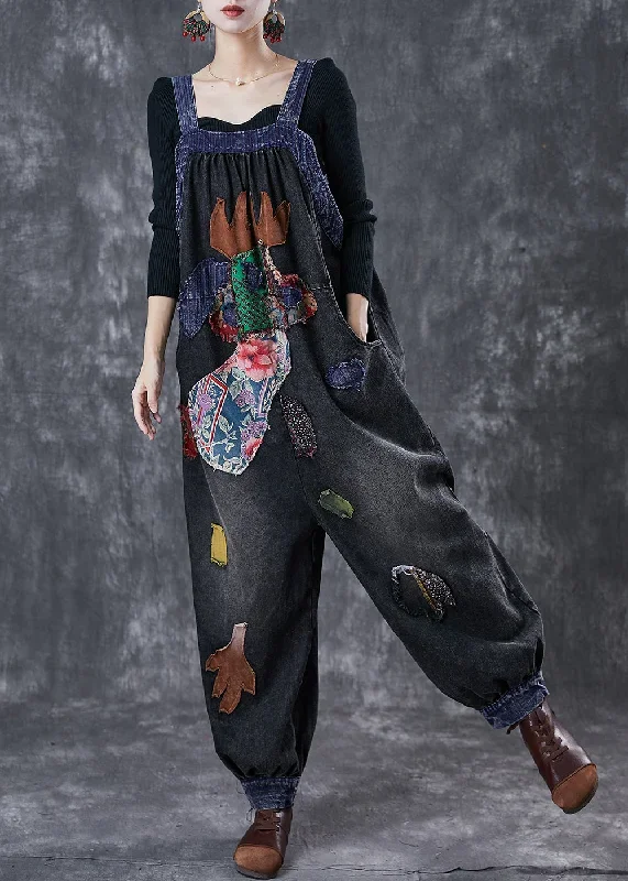 stylish-black-oversized-patchwork-applique-denim-overalls-jumpsuit-spring