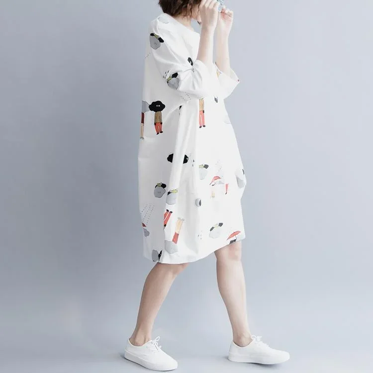 stylish-white-cotton-knee-dress-plus-size-traveling-clothing-elegant-half-sleeve-baggy-dresses-o-neck-print-cotton-clothing-dresses