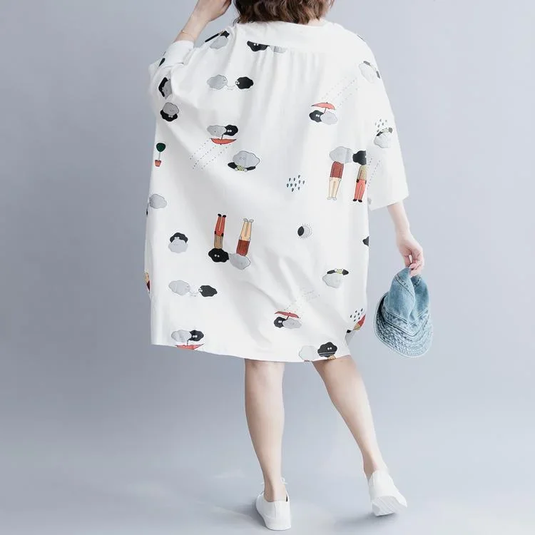 stylish-white-cotton-knee-dress-plus-size-traveling-clothing-elegant-half-sleeve-baggy-dresses-o-neck-print-cotton-clothing-dresses