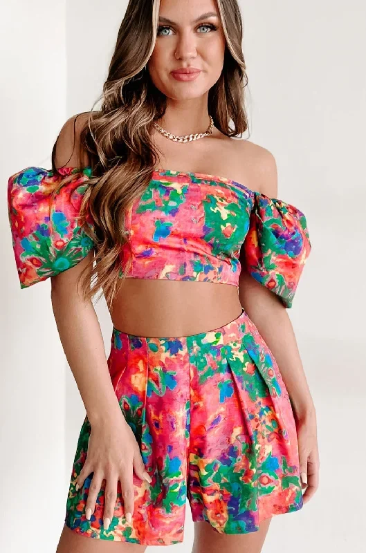 Sweet On Your Eyes Two Piece Short Set (Pink Multi)