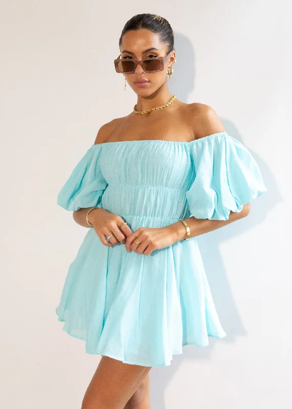 Tami Off Shoulder Dress - Sky Blue