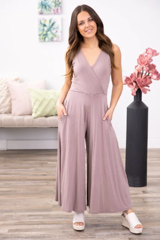 tan-surplice-front-wide-leg-jumpsuit