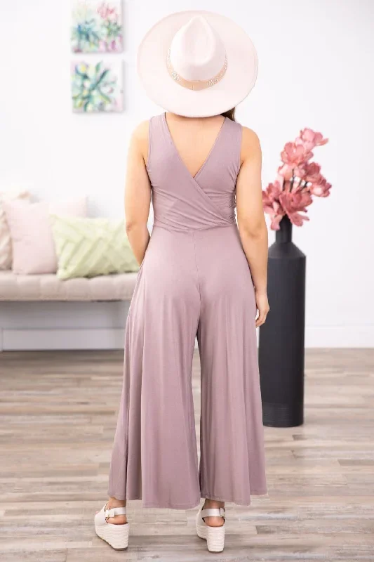 tan-surplice-front-wide-leg-jumpsuit