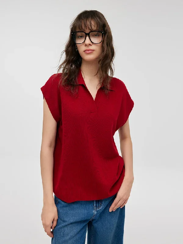 Tencel-Silk Blend Cap Sleeves Women Knit Top