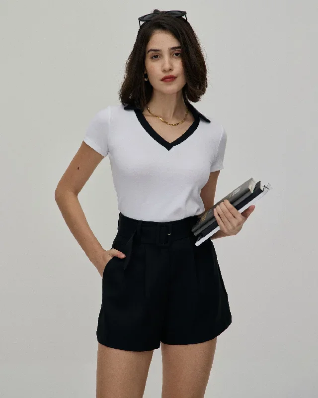 The White Collared Contrast Trim Tee