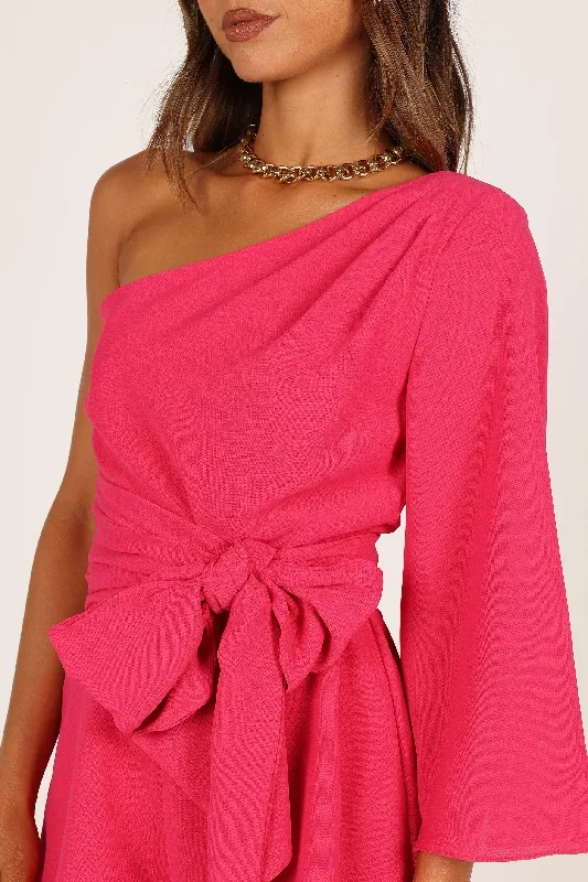 tien-one-sleeve-romper-hot-pink