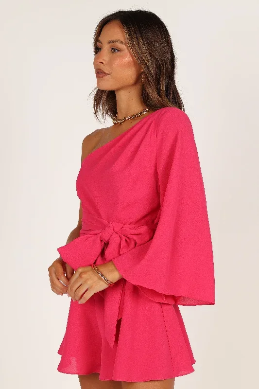 tien-one-sleeve-romper-hot-pink