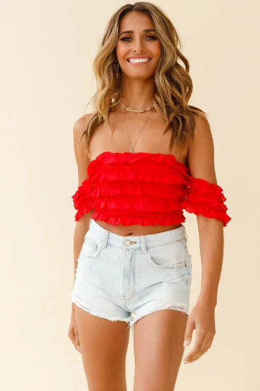 tigerlily-tiered-frill-off-shoulder-top-red