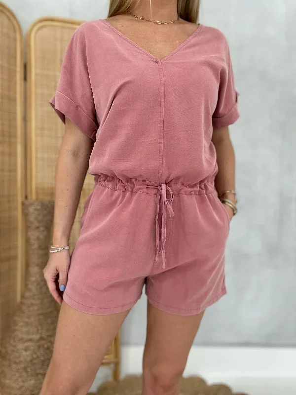 To Be Fair Romper - Dusty Rose