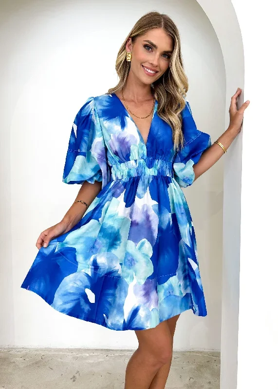 Trelltra Dress - Cobalt Abstract