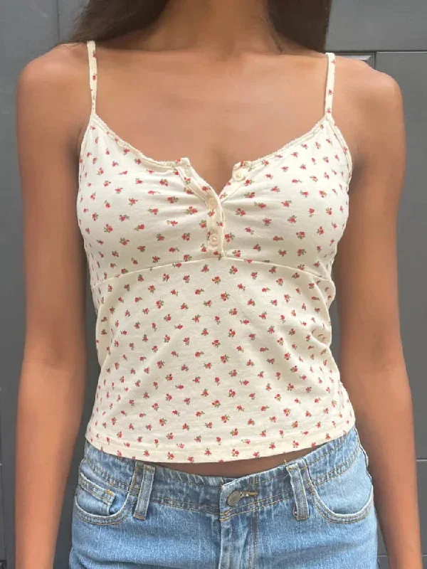 vest-sleeveless-strap-v-neck-buttons-up-floral-print-casual-tank-party-street-spring-summer-camis-crop-tops