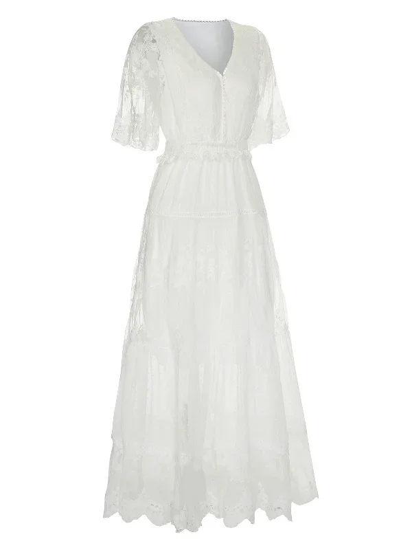 white-1940s-flare-sleeve-lace-dress