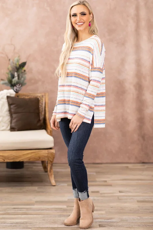 white-multicolor-stripe-drop-shoulder-top