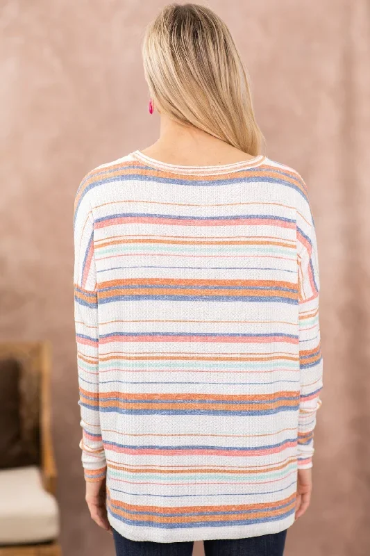 white-multicolor-stripe-drop-shoulder-top