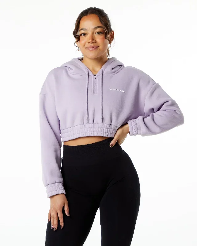 Classic Capital Crop Hoodie - Misty Lilac